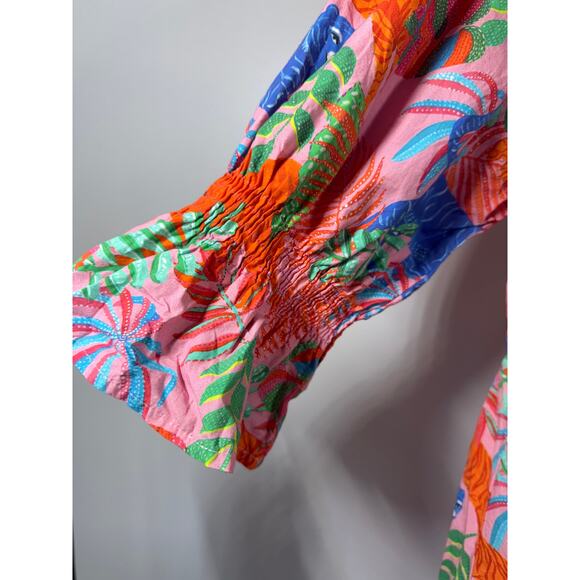 MARIGOLD by VICTORIA DUNN Women's Jungle Print Knee Length Dress Orange Large - Picture 8 of 10